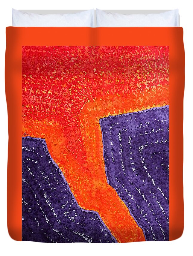 Lava Duvet Cover featuring the painting Lava Flow original painting by Sol Luckman