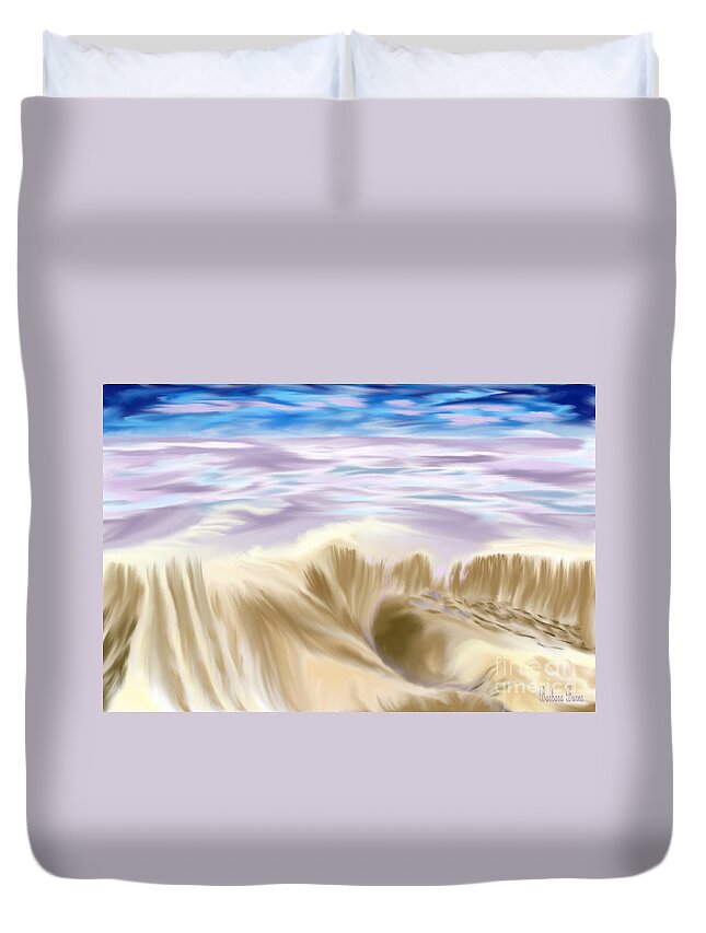 Seascape Duvet Cover featuring the painting Lavendar Sea by Barbara Burns