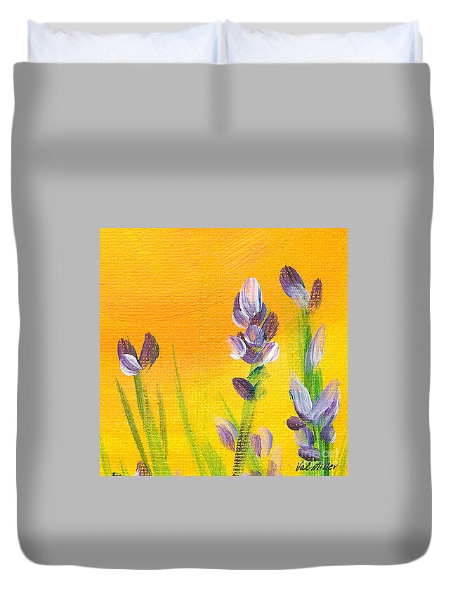 Lavender Duvet Cover featuring the painting Lavender - Hanging Position 3 by Val Miller