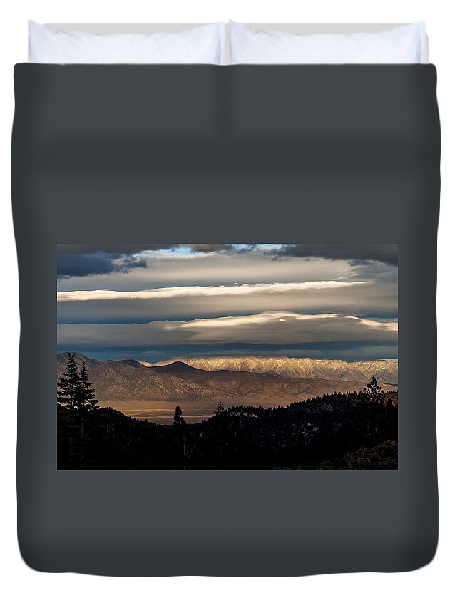 Clouds Duvet Cover featuring the photograph Layers by Cat Connor