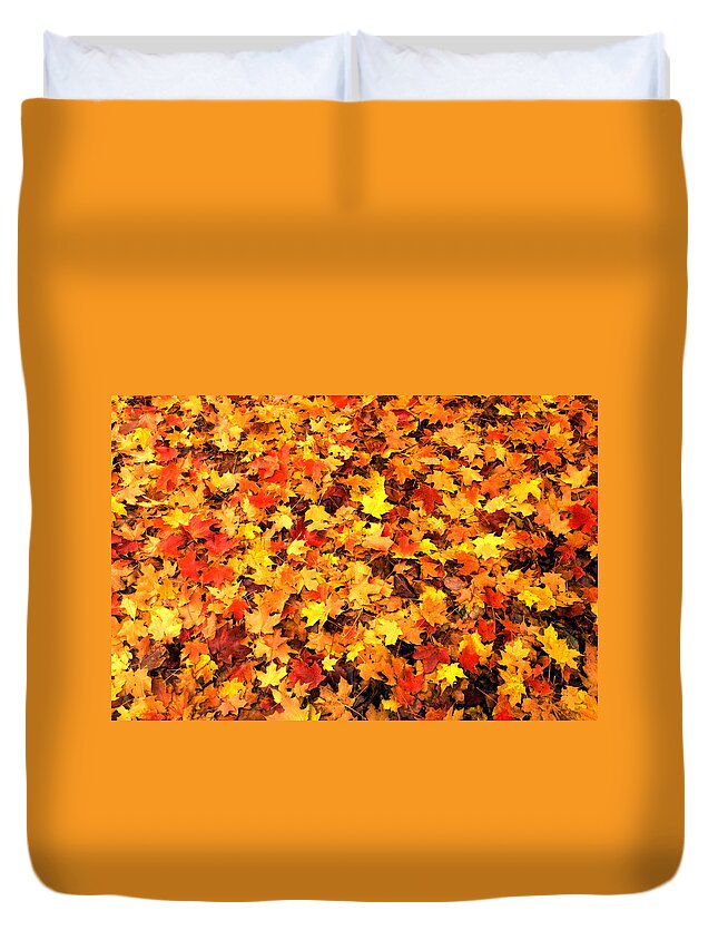 Leaves Duvet Cover featuring the photograph Leaf Blanket by Paul W Faust - Impressions of Light