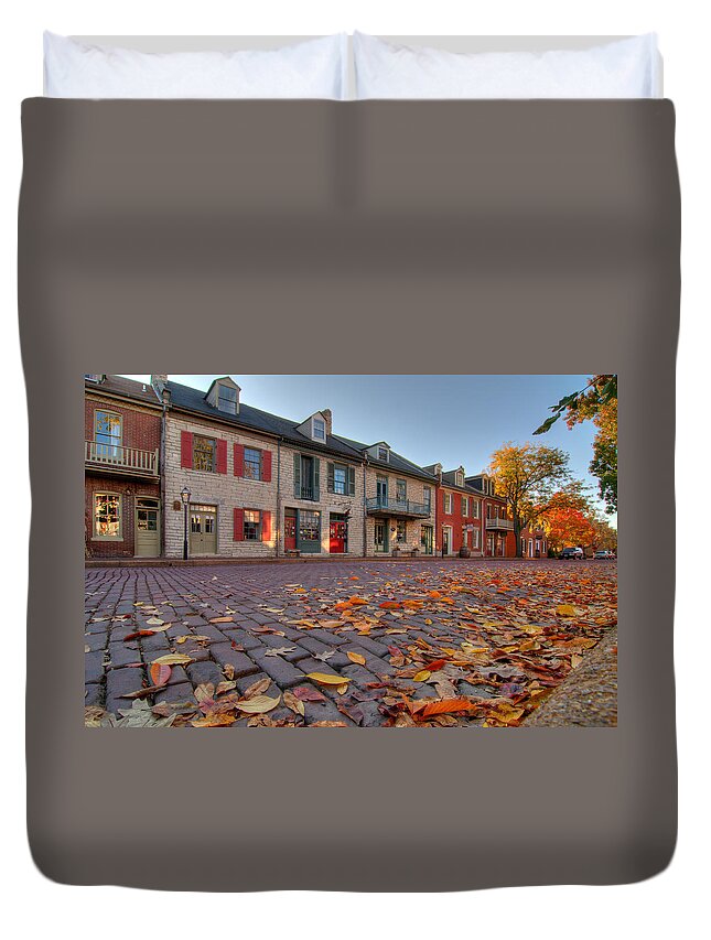 Missouri Duvet Cover featuring the photograph Leaf Litter on Main Street by Steve Stuller