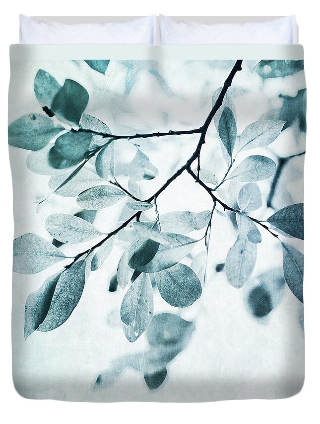 Leaves In Dusty Blue Duvet Cover For Sale By Priska Wettstein