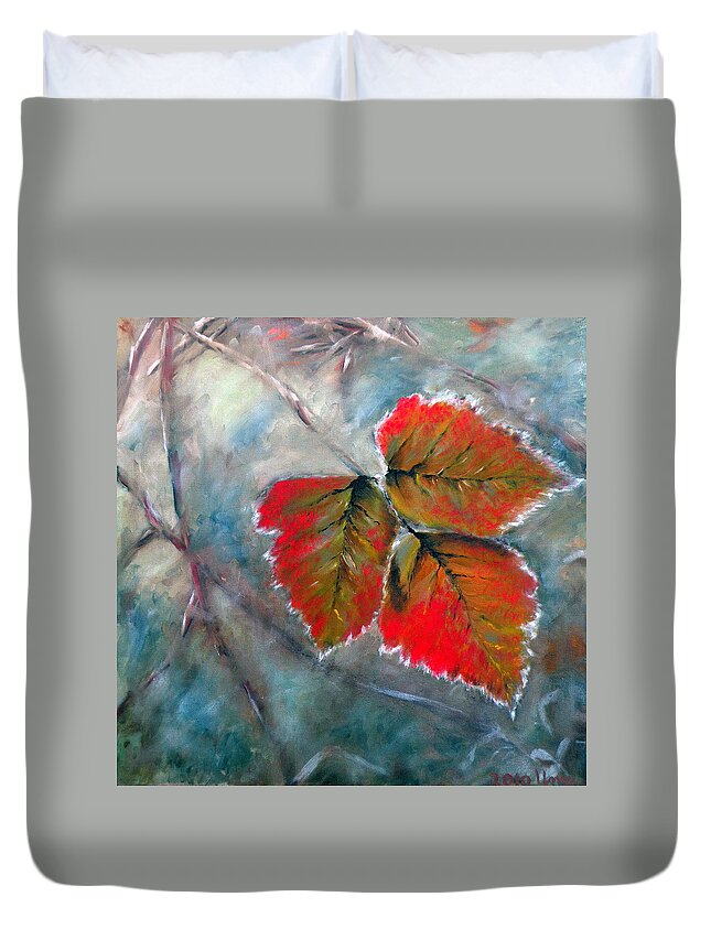 Leaves Duvet Cover featuring the painting Leaves by Uma Krishnamoorthy