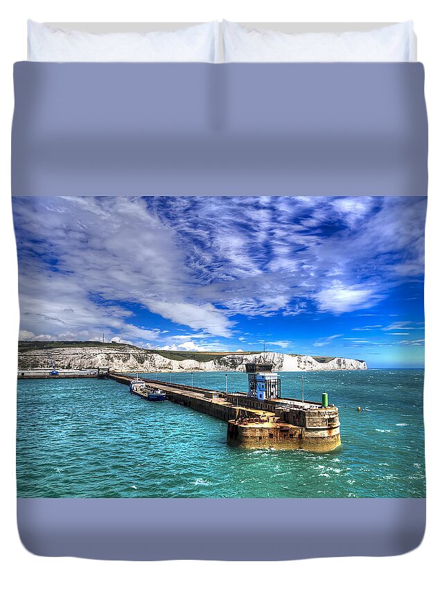 Europe Duvet Cover featuring the photograph Leaving the Port of Dover by Tim Stanley