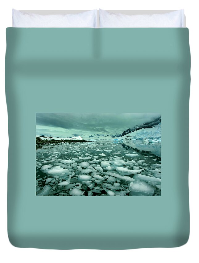 Icebergs Duvet Cover featuring the photograph Spring Ice Melt by Amanda Stadther