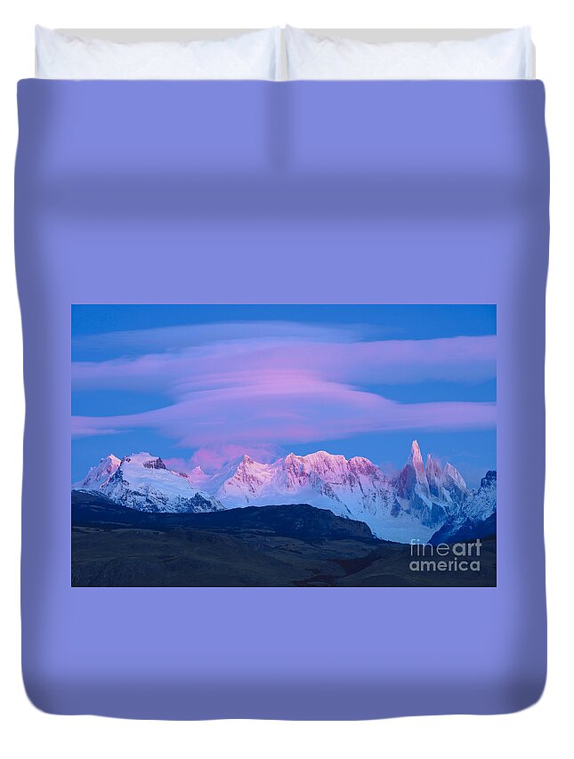 Argentina Duvet Cover featuring the photograph Lenticular Cloud At Dawn in Argentina by John Shaw