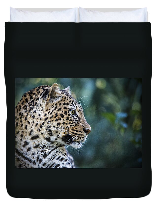 Leapard Duvet Cover featuring the photograph Leopard's Look by Jaki Miller