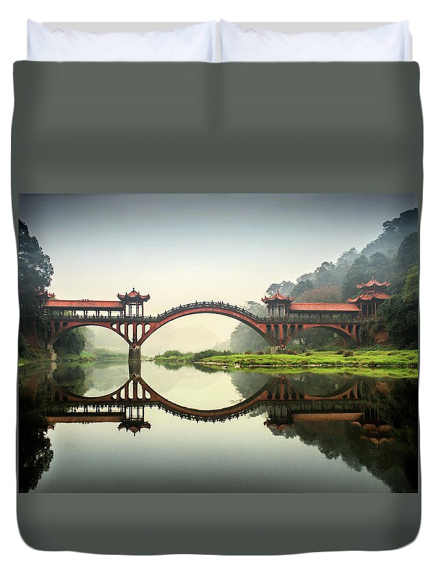 Air Pollution Duvet Cover featuring the photograph Leshan Giant Buddha by Photograpy Is A Play With Light