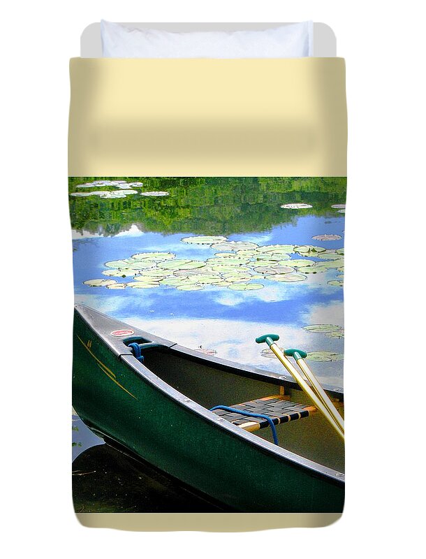 Canoes Duvet Cover featuring the photograph Let's Go Out In The Old Town by Angela Davies