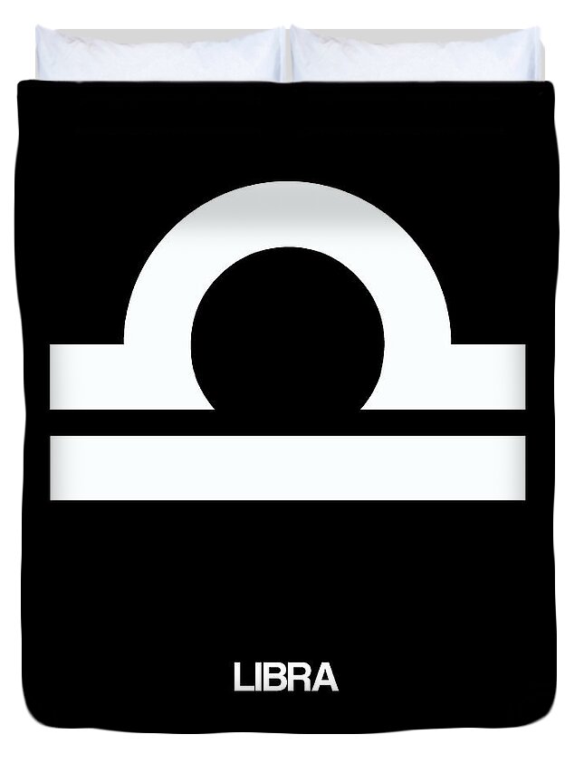 Libra Duvet Cover featuring the digital art Libra Zodiac Sign White by Naxart Studio