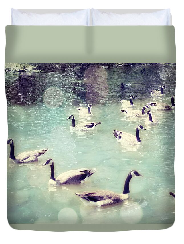 Canadian Geese Duvet Cover featuring the photograph Life Is But a Dream by Amy Tyler