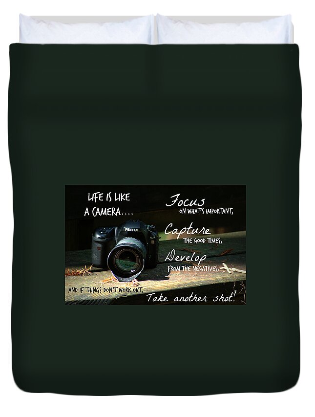 Quote Duvet Cover featuring the photograph Life Is Like by Jen T