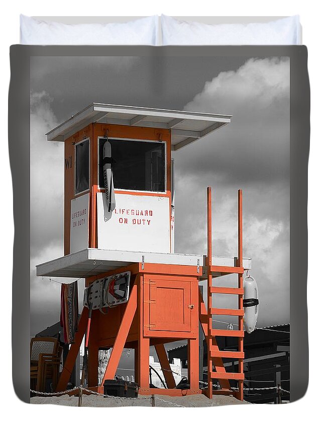 Beach Duvet Cover featuring the photograph Lifeguard Wanted 4 by Lisa Kilby