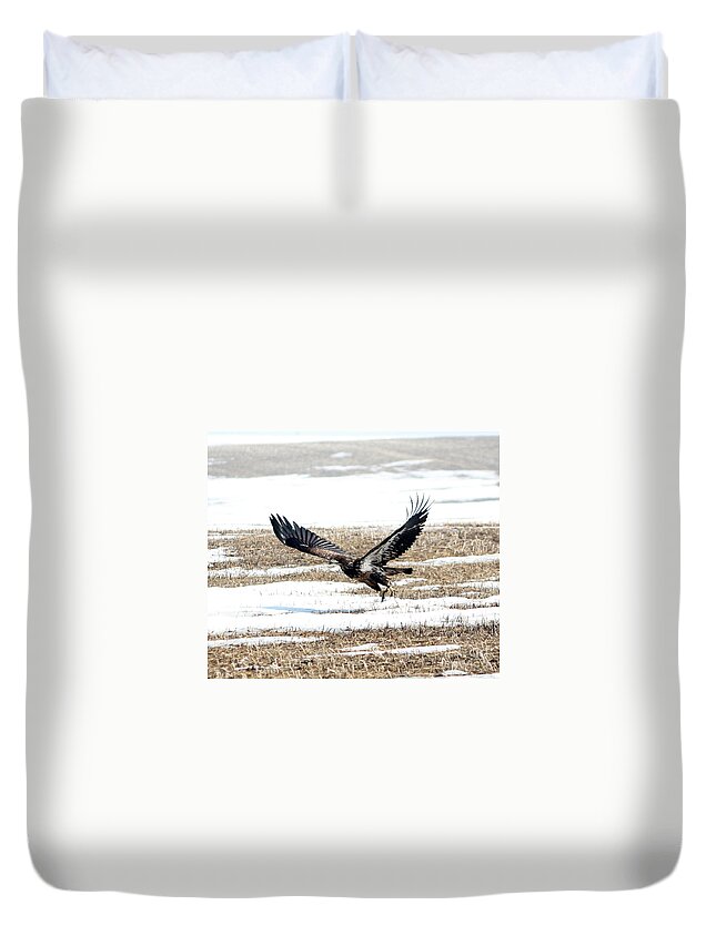 Bald Eagle Duvet Cover featuring the photograph Lift off by Lori Tordsen