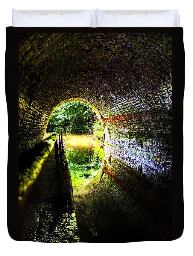 Canal Duvet Cover featuring the photograph Light At The End Of The Tunnel by Meirion Matthias
