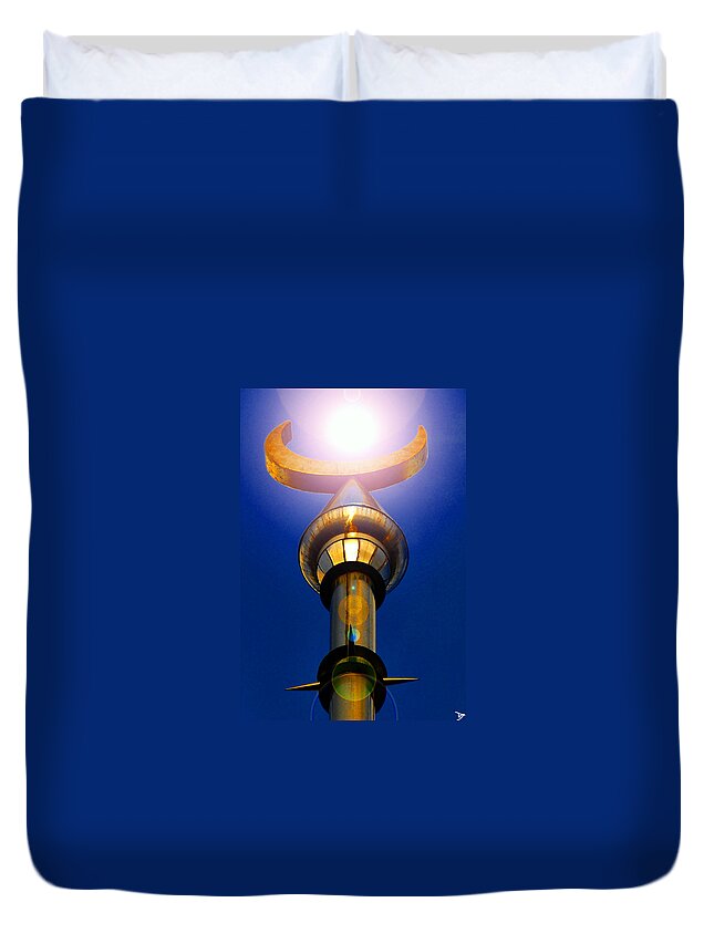 University Of Tampa Duvet Cover featuring the painting Moon and Sun University of Tampa by David Lee Thompson