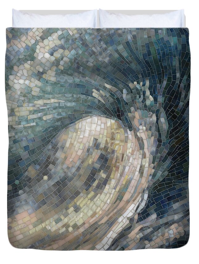 Glass Mosaic Duvet Cover featuring the painting Light Wave by Mia Tavonatti