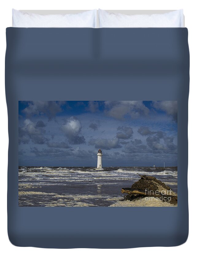 Light House Duvet Cover featuring the photograph lighthouse at New Brighton by Spikey Mouse Photography
