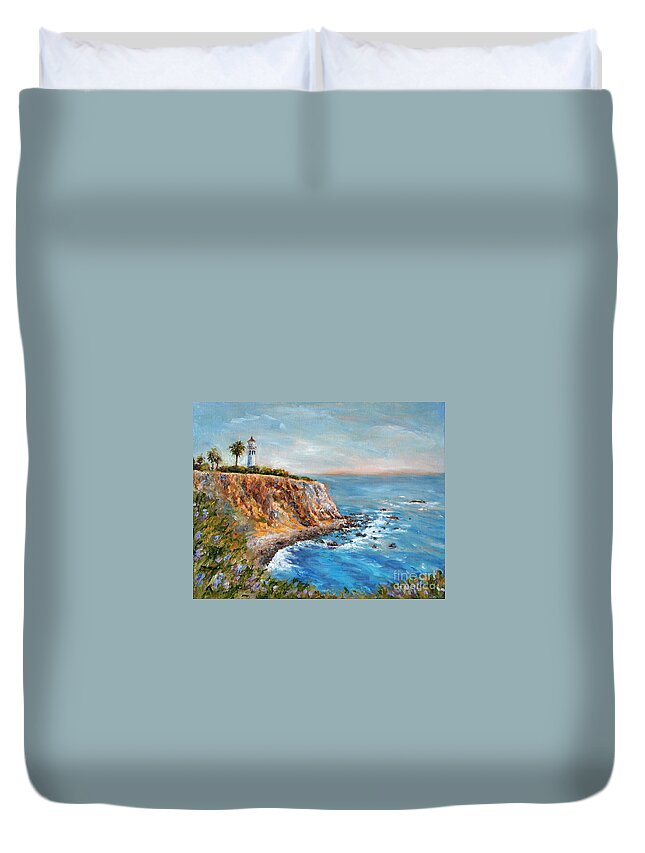 lighthouse Duvet Cover featuring the painting Lighthouse View by Jennifer Beaudet