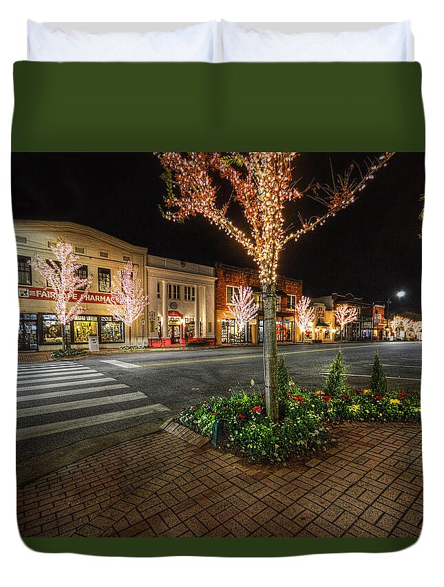 Palm Duvet Cover featuring the digital art Lights of Fairhope Ave by Michael Thomas