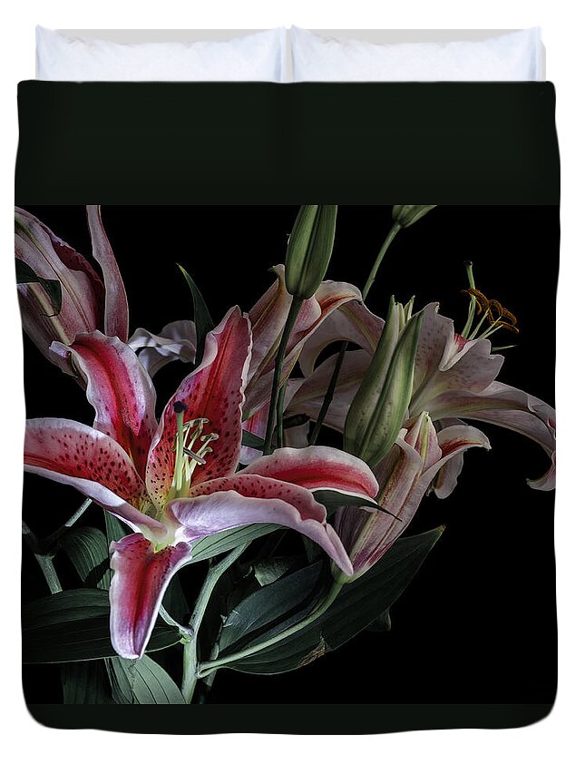 Lily Duvet Cover featuring the photograph Lily the Pink by Wayne Sherriff