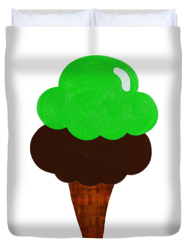 Food Duvet Cover featuring the digital art Lime And Chocolate Ice Cream by Andee Design