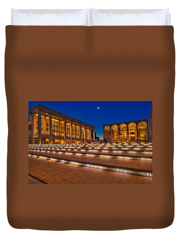 Lincoln Duvet Cover featuring the photograph Lincoln Center by Susan Candelario