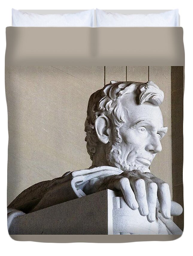 Lincoln Statue Duvet Cover featuring the photograph Lincoln Hand by Alice Gipson
