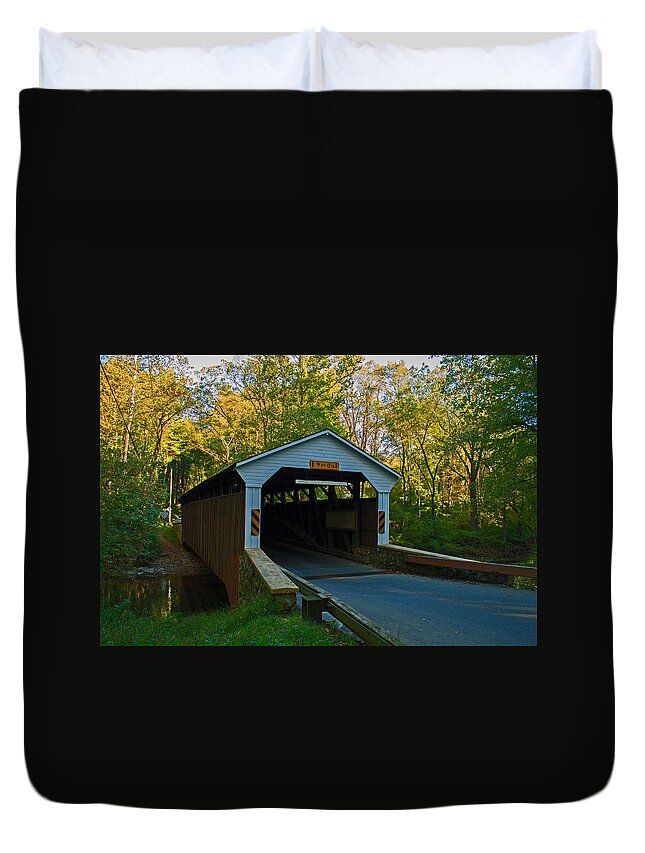 Linton Stevens Covered Bridge Duvet Cover featuring the photograph Linton Stevens Covered Bridge by Michael Porchik