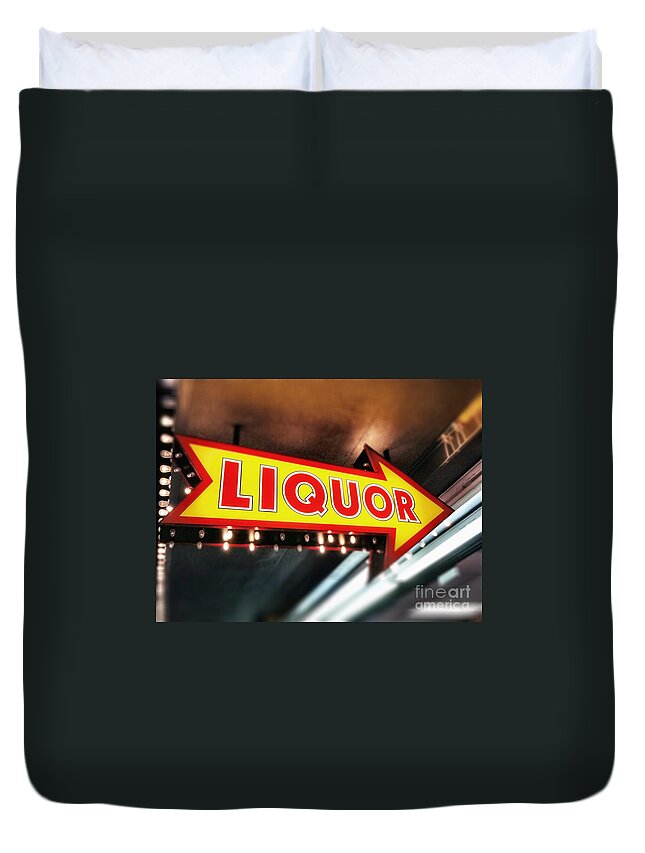 Advertising Duvet Cover featuring the photograph Las Vegas Liquor Store Sign by Bryan Mullennix
