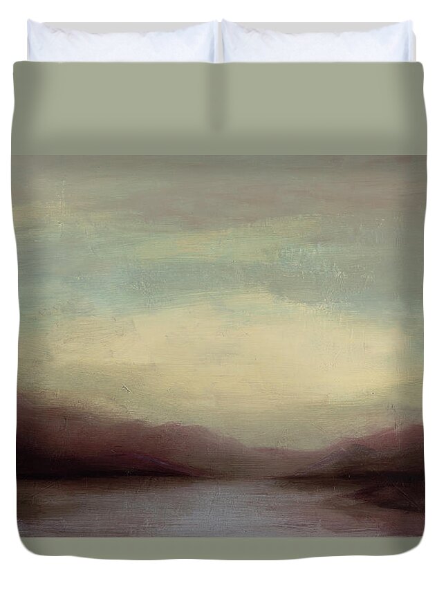 Landscape Duvet Cover featuring the painting Listen to the Sunrise by Gray Artus