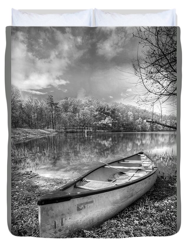 Appalachia Duvet Cover featuring the photograph Little Bit of Heaven Black and White by Debra and Dave Vanderlaan