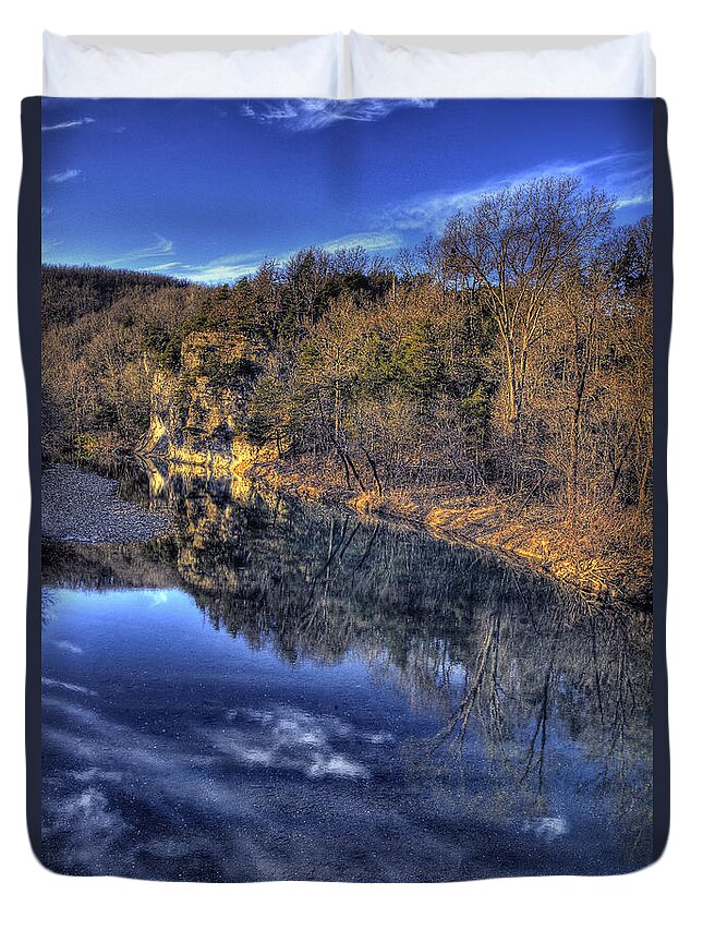 Water Reflection Duvet Cover featuring the photograph Little Buffalo River at Parthenon by Michael Dougherty
