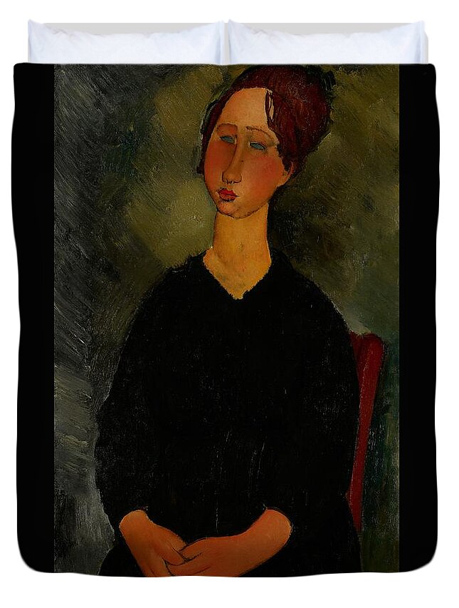 Amedeo Duvet Cover featuring the painting Little Servant Girl by Amedeo Modigliani
