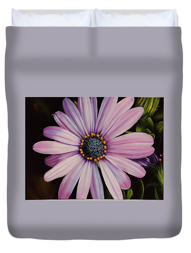 African Daisy Duvet Cover featuring the painting Little Showoff by Glenn Beasley