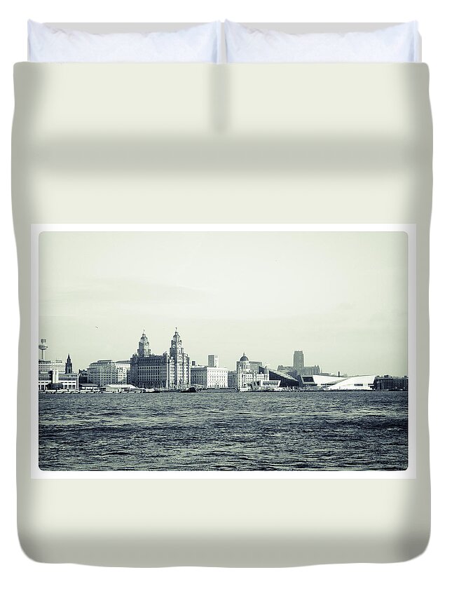 3 Graces Duvet Cover featuring the photograph Liverpool Water Front by Spikey Mouse Photography