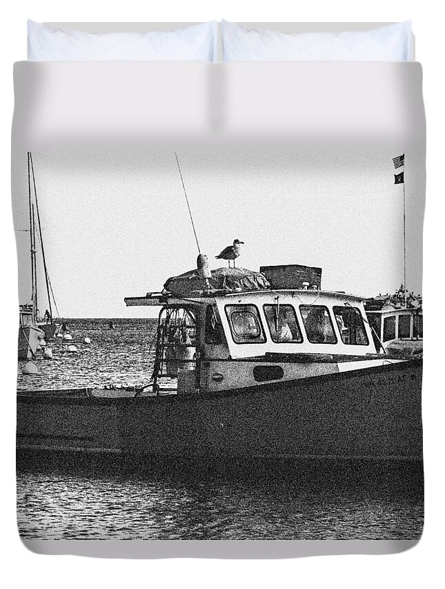 Fred Larson Duvet Cover featuring the photograph Lobster Boat by Fred Larson