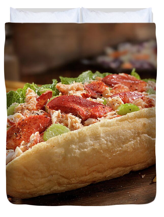 Submarine Sandwich Duvet Cover featuring the photograph Lobster Roll by Lauripatterson