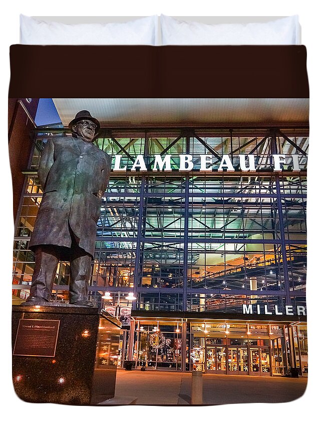 Bill Pevlor Duvet Cover featuring the photograph Lombardi At Lambeau by Bill Pevlor