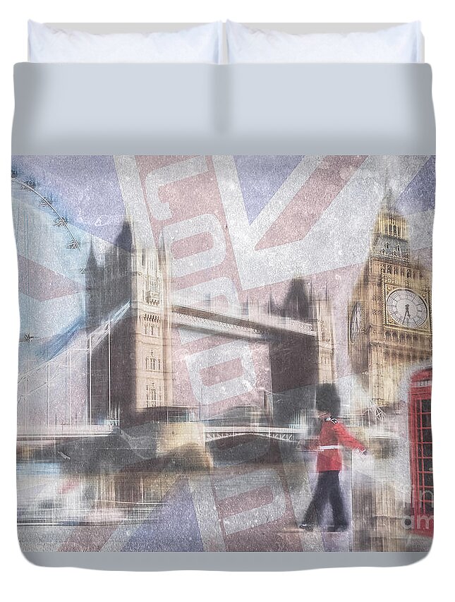 Great Britain Duvet Cover featuring the photograph London blue by Hannes Cmarits