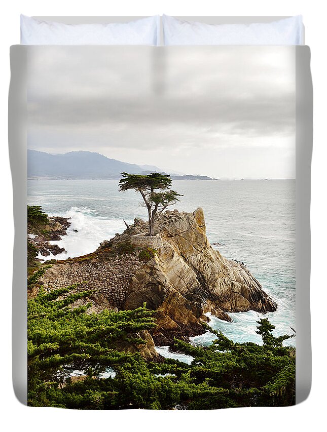 Lone Cypress 17 Mile Drive Monterey Duvet Cover featuring the photograph Lone Cypress 17 Mile Drive Monetery by Barbara Snyder