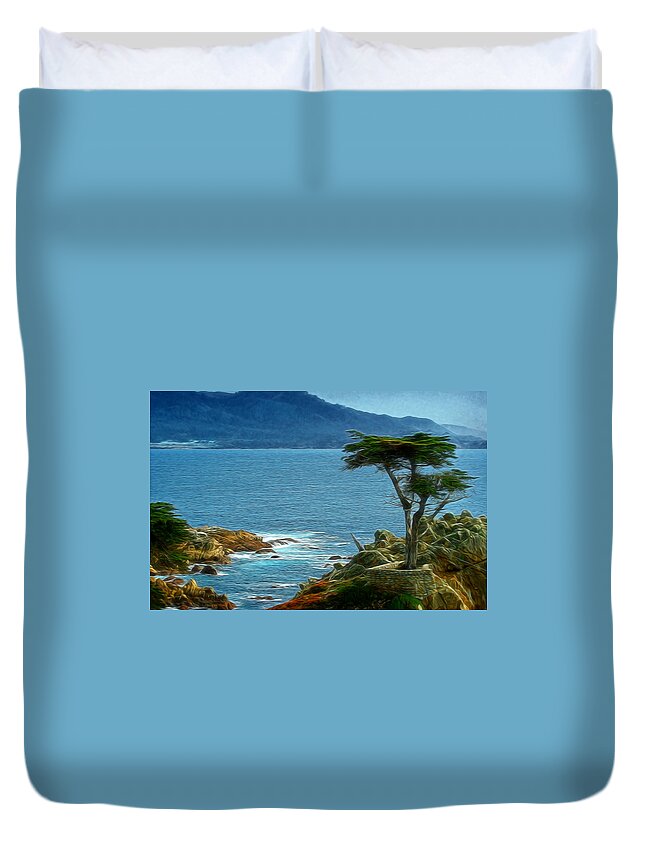 Lone Cyprus Duvet Cover featuring the digital art Lone Cyprus Digital Art by Ernest Echols