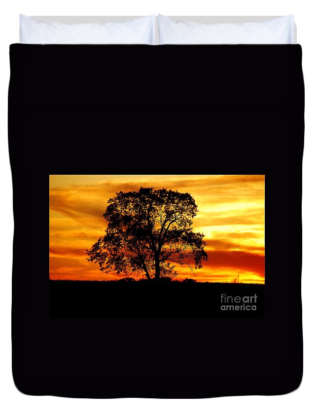 Tree Duvet Cover featuring the photograph Lone Tree by Mary Carol Story