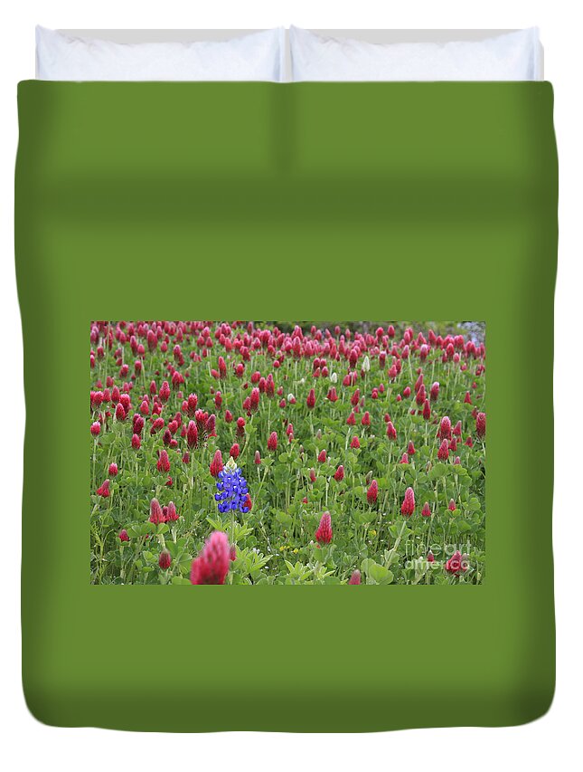 Texas Duvet Cover featuring the photograph Lonely Bluebonnet by Jerry Bunger