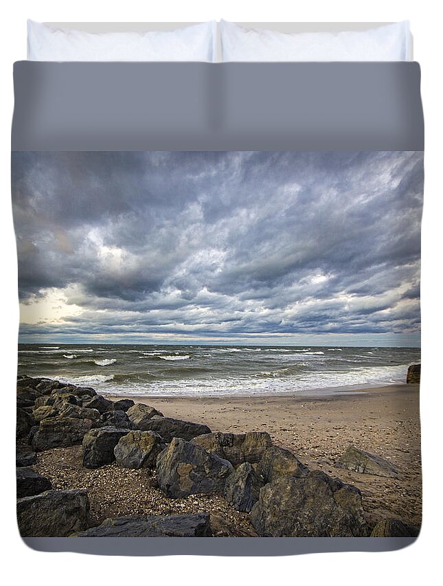 Whitecaps Duvet Cover featuring the photograph Long Island Sound Whitecaps by Robert Seifert