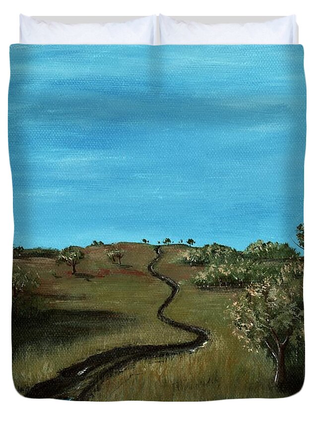 Malakhova Duvet Cover featuring the painting Long Trail by Anastasiya Malakhova