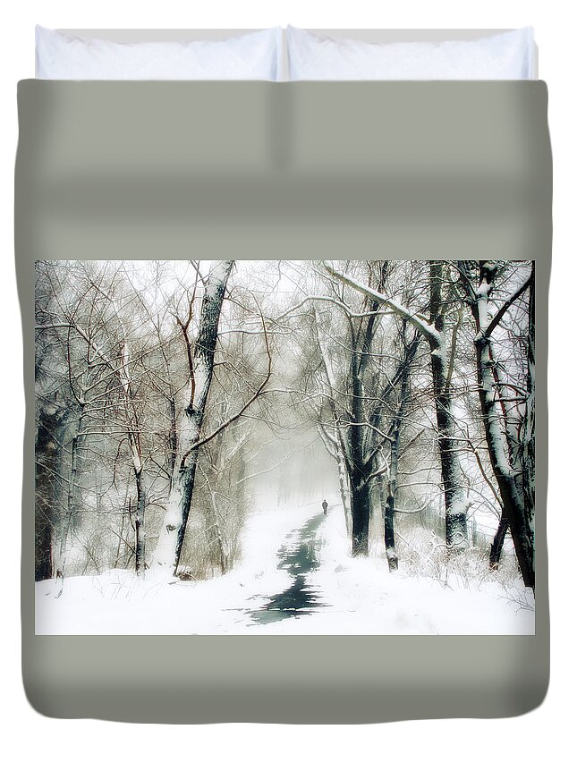 Winter Duvet Cover featuring the photograph Long Way Home by Jessica Jenney