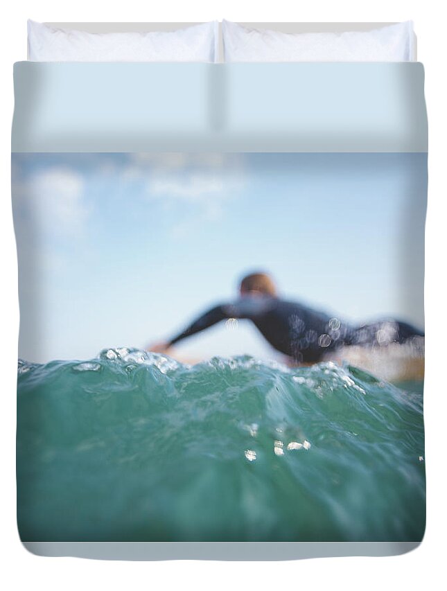 People Duvet Cover featuring the photograph Longboard Style by Matt Porteous