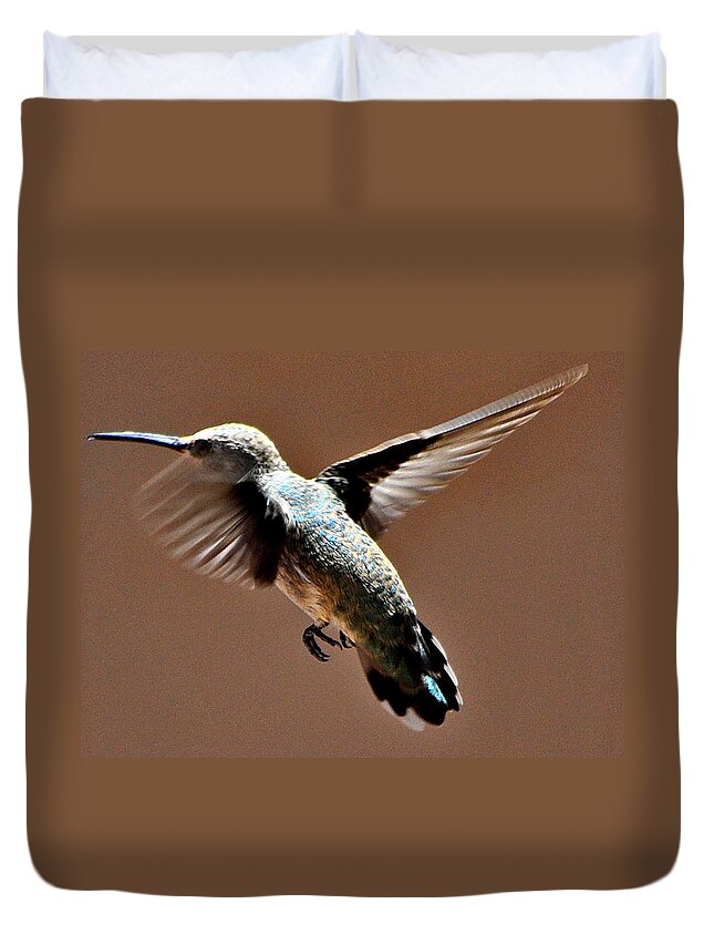 Hummigbird Duvet Cover featuring the photograph Look At My Crazy Crows Feet by Jay Milo